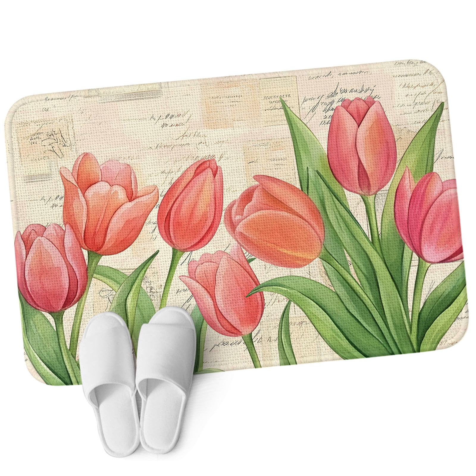 3.94'x5.25' Area Rug for Bedroom, Pink Tulip Non Slip Soft Small Carpet ...