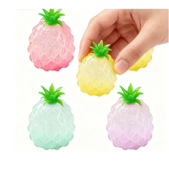 3.94in Pineapple Squishies Stress Balls Glitter Stress Relief Toys Squeezing Fidget Toys for Anxiety Stress Relief, Holiday Gifts for Adults Daily Ideal Party Favors_1PC,Random Color