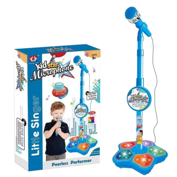 3.94in Portable Karaoke Microphone, Stand Up Singing Microphone with Adjustable Stand and Flashing Lights for Musical Activity and Home Party Fun Use