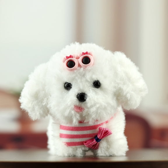 3.94in White Plush Toy Stuffed Animal Cute Cartoon Dog Doll Soft Toy Gift for Kids Birthday Party Decorations