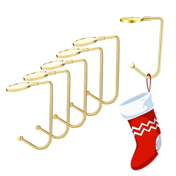 3.94x2.76In Fireplace Stocking Hooks,6Pcs Gold Mantel Stocking Holders for Christmas,Durable Non-Slip Iron Hanger for Christmas Decoration