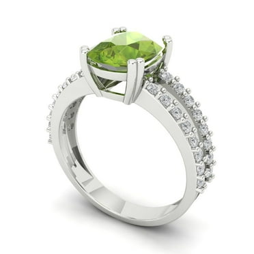 3.96 ct Brilliant Cushion Cut VVS1 Clear Zircon 14k White Solid Gold Solitaire with Accents Wedding Bridal Anniversary Engagement Ring size 7.5