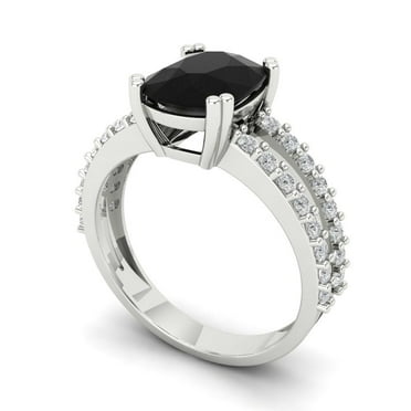 3.96 ct Brilliant Cushion Cut VVS1 Clear Zircon 14k White Solid Gold Solitaire with Accents Wedding Bridal Anniversary Engagement Ring size 9.75