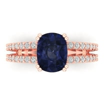 Solitaire with Accents Engagement Ring for Women - 3.48ct Simulated Blue Sapphire in 18K Rose Gold Promise Ring