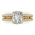thumbnail image 1 of 3.96 ct Cushion Cut Clear Crystal 14k Yellow Gold Engraving Statement Bridal Wedding Designer Ring Size 8.5, 1 of 5