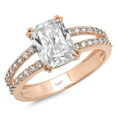 thumbnail image 1 of 3.96 ct Cushion Cut Genuine Cultured Diamond SI1-SI2 J-K 14K Rose Gold Promise Wedding Statement Engagement Designer Ring W/ Crystal side stones size 9, 1 of 6