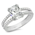 thumbnail image 1 of 3.96 ct Cushion Cut Genuine Cultured Diamond VS1-VS2 I-J 18K White Gold Promise Wedding Statement Engagement Designer Ring W/ Crystal side stones size 7, 1 of 6