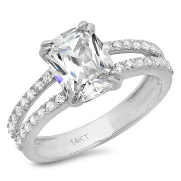 3.96 ct Cushion Cut Real Genuine Natural Diamond VS1-VS2 G-H 18K White Gold Promise Wedding Statement Engagement Designer Ring size 3.5