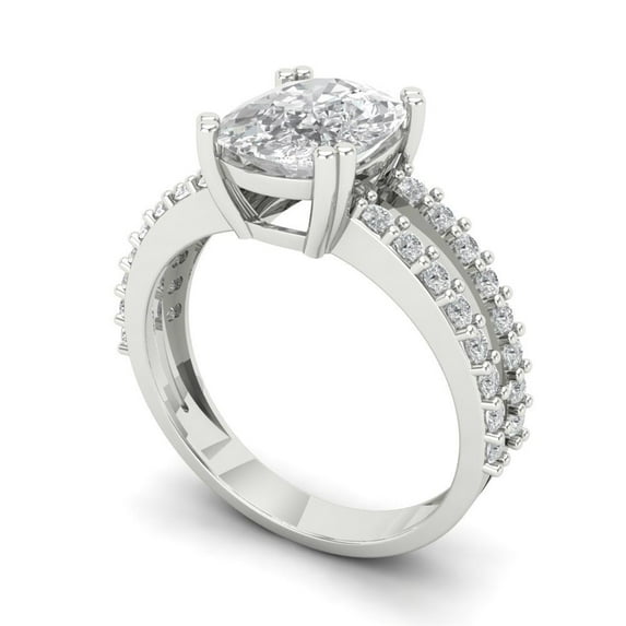 3.96 ct cushion cut clear Zircon 14k white gold Bridal Wedding Engagement Promise Anniversary Ring for Women size 3.75