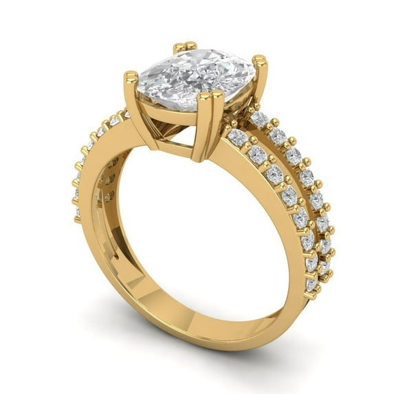 3.96 ct cushion cut clear Zircon 14k yellow gold Bridal Wedding Engagement Promise Anniversary Ring for Women size 10.75