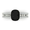 thumbnail image 1 of 3.96ct Cushion Cut Black Natural Onyx 14k White Gold Engraving Statement Bridal Wedding Designer Ring Size 10.5, 1 of 5