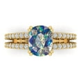thumbnail image 1 of 3.96ct Cushion Cut Blue Moissanite 14k Yellow Gold Engraving Statement Bridal Wedding Designer Ring Size 8.5, 1 of 5