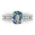 thumbnail image 1 of 3.96ct Cushion Cut Blue Moissanite 18k White Gold Engraving Statement Bridal Wedding Designer Ring Size 7, 1 of 5