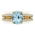 thumbnail image 1 of 3.96ct Cushion Cut Blue Natural Aquamarine 14k Yellow Gold Engraving Statement Bridal Wedding Designer Ring Size 8, 1 of 5