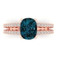 thumbnail image 1 of 3.96ct Cushion Cut Blue Natural London Blue Topaz 18k Pink Rose Gold Engraving Statement Bridal Wedding Designer Ring Size 5.5, 1 of 5
