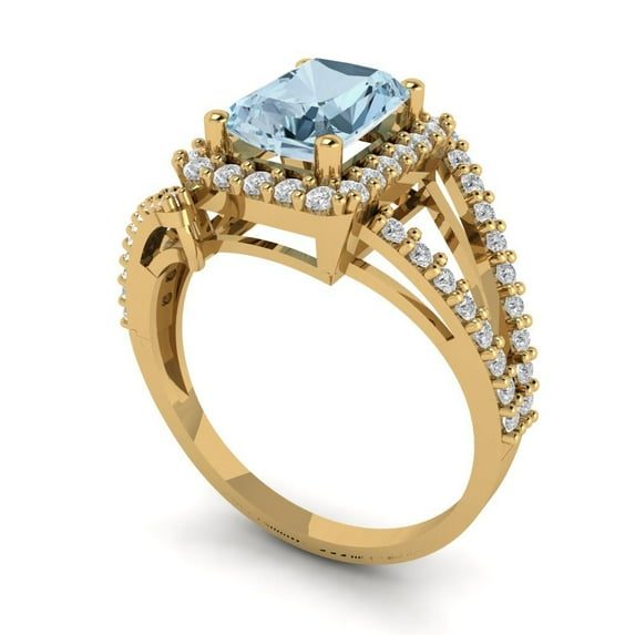 3.96ct Cushion Cut Blue Natural Sky Blue Topaz 18k Pink Rose Gold Engraving Statement Bridal Wedding Designer Ring Size 9.5