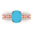 thumbnail image 1 of 3.96ct Cushion Cut Blue Turquoise 18k Pink Rose Gold Engraving Statement Bridal Wedding Designer Ring Size 9.5, 1 of 5