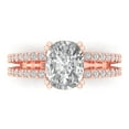 thumbnail image 1 of 3.96ct Cushion Cut Clear Moissanite 18k Pink Rose Gold Engraving Statement Bridal Wedding Designer Ring Size 3.5, 1 of 5