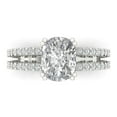 thumbnail image 1 of 3.96ct Cushion Cut Clear Moissanite 18k White Gold Engraving Statement Bridal Wedding Designer Ring Size 6, 1 of 5