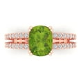 thumbnail image 1 of 3.96ct Cushion Cut Green Natural Peridot 18k Pink Rose Gold Engraving Statement Bridal Wedding Designer Ring Size 4.5, 1 of 5