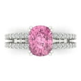 thumbnail image 1 of 3.96ct Cushion Cut Pink Crystal 18k White Gold Engraving Statement Bridal Wedding Designer Ring Size 4.5, 1 of 5