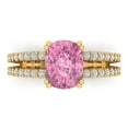 thumbnail image 1 of 3.96ct Cushion Cut Pink Crystal 18k Yellow Gold Engraving Statement Bridal Wedding Designer Ring Size 9, 1 of 5