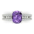 thumbnail image 1 of 3.96ct Cushion Cut Purple Alexandrite 18k White Gold Engraving Statement Bridal Wedding Designer Ring Size 6, 1 of 5