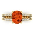 thumbnail image 1 of 3.96ct Cushion Cut Red Crystal 18k Yellow Gold Engraving Statement Bridal Wedding Designer Ring Size 9, 1 of 5