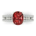 thumbnail image 1 of 3.96ct Cushion Cut Red Natural Garnet 14k White Gold Engraving Statement Bridal Wedding Designer Ring Size 5.5, 1 of 5