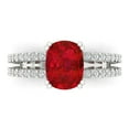 thumbnail image 1 of 3.96ct Cushion Cut Red Ruby 14k White Gold Engraving Statement Bridal Wedding Designer Ring Size 8.5, 1 of 5