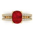 thumbnail image 1 of 3.96ct Cushion Cut Red Ruby 14k Yellow Gold Engraving Statement Bridal Wedding Designer Ring Size 7, 1 of 5