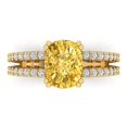 thumbnail image 1 of 3.96ct Cushion Cut Yellow Crystal 14k Yellow Gold Engraving Statement Bridal Wedding Designer Ring Size 10, 1 of 5