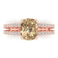 thumbnail image 1 of 3.96ct Cushion Cut Yellow Moissanite 14k Pink Rose Gold Engraving Statement Bridal Wedding Designer Ring Size 6, 1 of 5