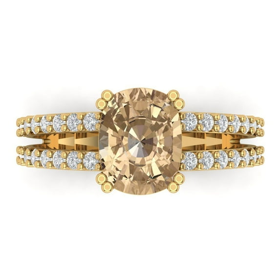 3.96ct Cushion Cut Yellow Moissanite 18k Yellow Gold Engraving Statement Bridal Wedding Designer Ring Size 7