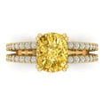 thumbnail image 1 of 3.96ct Cushion Cut Yellow Natural Citrine 18k Yellow Gold Engraving Statement Bridal Wedding Designer Ring Size 6, 1 of 5