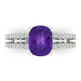 thumbnail image 1 of Solitaire with Accents Engagement Ring for Women - 3.48ct Natural Amethyst in 14K White Gold Promise Ring, 1 of 6