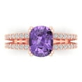 thumbnail image 1 of Solitaire with Accents Engagement Ring for Women - 3.48ct Simulated Alexandrite in 18K Rose Gold Promise Ring, 1 of 6