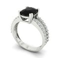 thumbnail image 1 of 3.96ct cushion cut black natural onyx 18k white gold Bridal Wedding Engagement Promise Anniversary Ring for Women size 8.5, 1 of 7