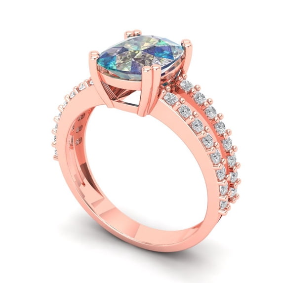 3.96ct cushion cut blue moissanite 14k rose gold Bridal Wedding Engagement Promise Anniversary Ring for Women size 5.5