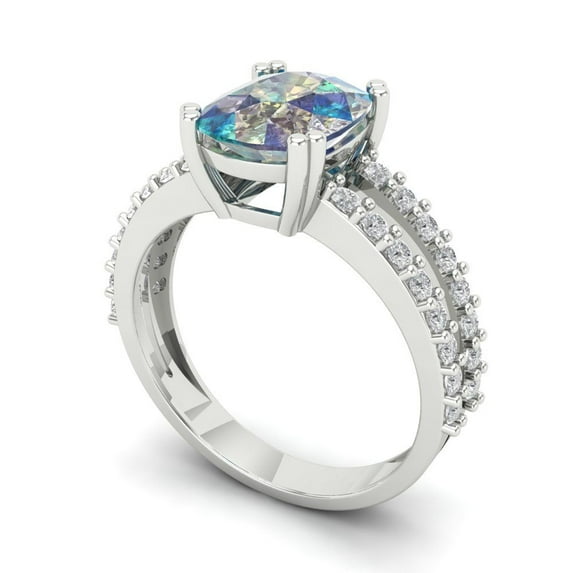 3.96ct cushion cut blue moissanite 18k white gold Bridal Wedding Engagement Promise Anniversary Ring for Women size 10.5
