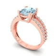 thumbnail image 1 of 3.96ct cushion cut blue Zircon 14k rose gold Bridal Wedding Engagement Promise Anniversary Ring for Women size 10, 1 of 7
