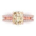 thumbnail image 1 of Clara Pucci 14K Rose Gold Solid Gold Morganite Solitaire with Accents Anniversary Ring for Women - 3.48 cttw Long Cushion Cut, 1 of 7