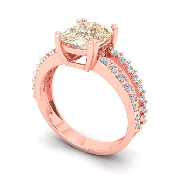 3.96ct cushion cut brown natural morganite 18k rose gold Bridal Wedding Engagement Promise Anniversary Ring for Women size 4.25