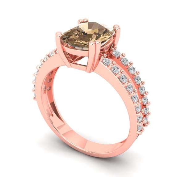3.96ct cushion cut champagne Zircon 18k rose gold Bridal Wedding Engagement Promise Anniversary Ring for Women size 9