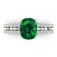 thumbnail image 1 of Clara Pucci 14K White Gold Solid Gold Emerald Solitaire with Accents Anniversary Ring for Women - 3.48 cttw Long Cushion Cut, 1 of 7