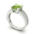 thumbnail image 1 of 3.96ct cushion cut green natural peridot 18k white gold Bridal Wedding Engagement Promise Anniversary Ring for Women size 11, 1 of 7