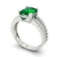 thumbnail image 1 of 3.96ct cushion cut green emerald 18k white gold Bridal Wedding Engagement Promise Anniversary Ring for Women size 8.25, 1 of 7