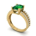 thumbnail image 1 of 3.96ct cushion cut green emerald 18k yellow gold Bridal Wedding Engagement Promise Anniversary Ring for Women size 5, 1 of 7