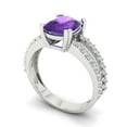 thumbnail image 1 of 3.96ct cushion cut purple natural amethyst 14k white gold Bridal Wedding Engagement Promise Anniversary Ring for Women size 7.75, 1 of 7