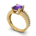 thumbnail image 1 of 3.96ct cushion cut purple natural amethyst 14k yellow gold Bridal Wedding Engagement Promise Anniversary Ring for Women size 8.25, 1 of 7